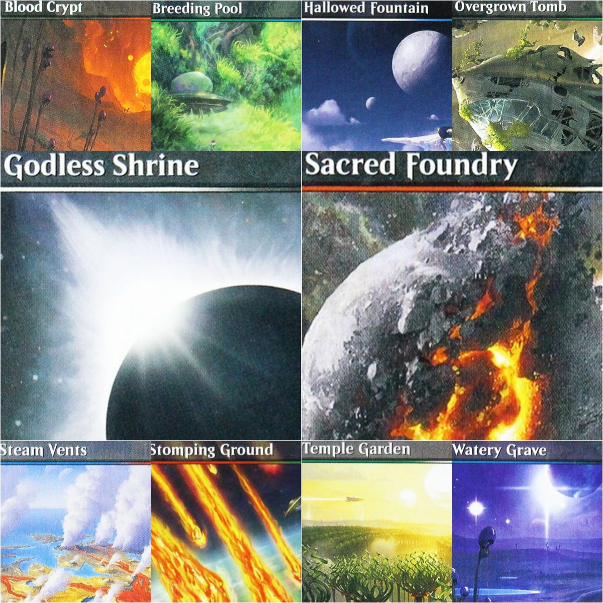 Board Game Steam - Holo UNF Shocklands(Sacred Foundry/Temple Garden/Steam Vents)