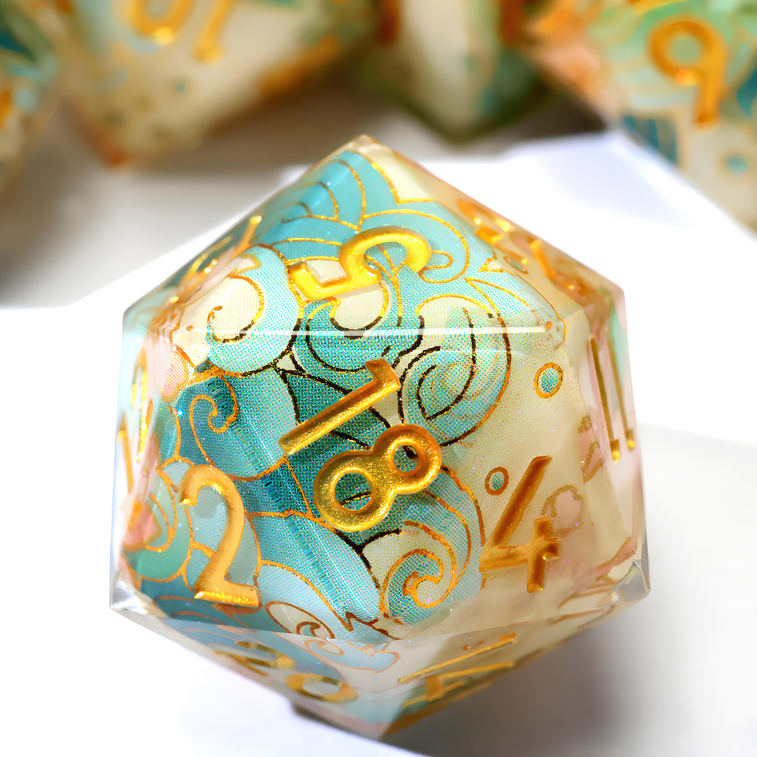 Board Game Illustration - Enchanting DND Dice Set with Ocean