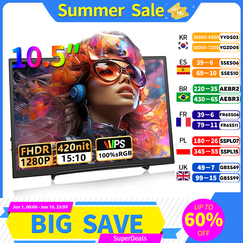 10.5 inch Portable Monitor 128 - Board Game Journal ulasan dan harga